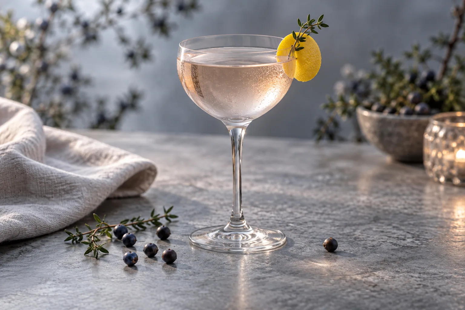 Northern Glass alcohol-free white cranberry and juniper aperitif with lemon peel and thyme